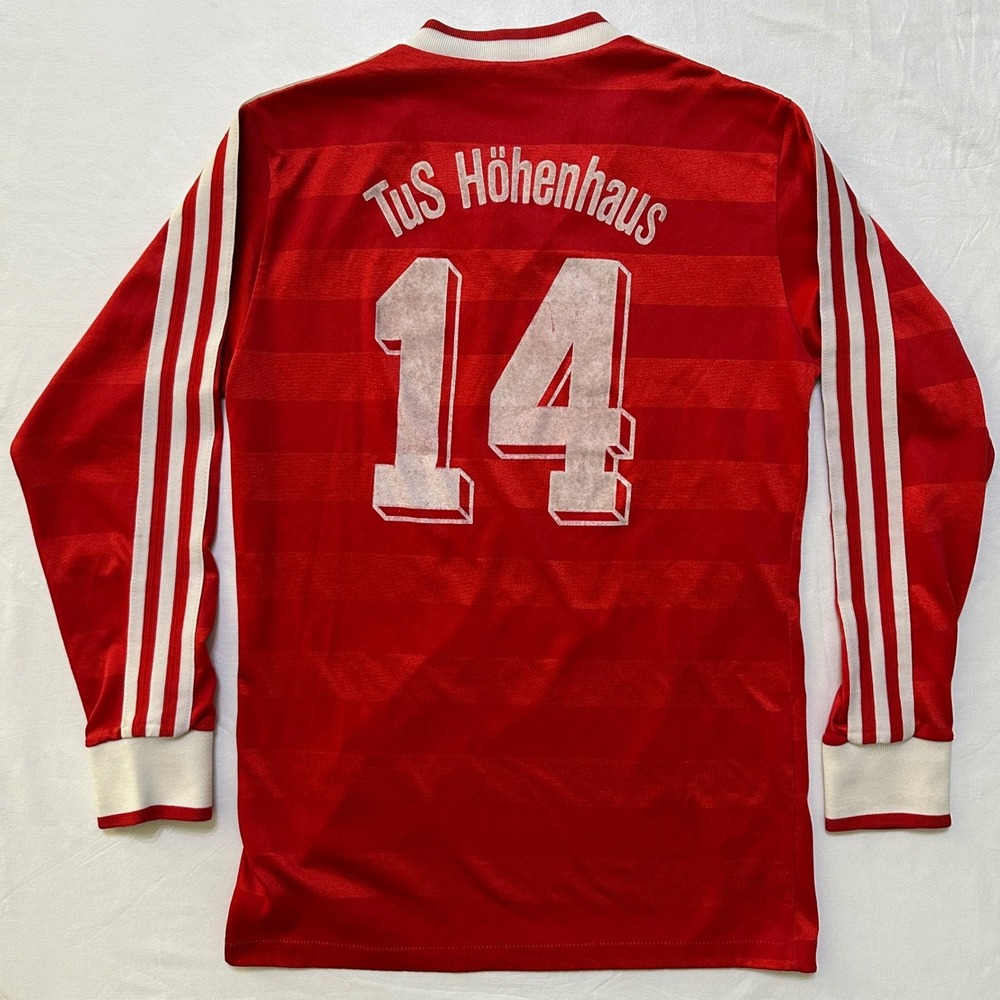 Adidas Vintage Soccer Jersey Long Sleeve TuS‎ Hohenhaus #14 XS S Red Blokecore